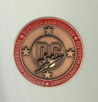 Rare Dc 50th Ann Sculpted Medallion / Coin Dc Honorees Only Exclusive W Superman