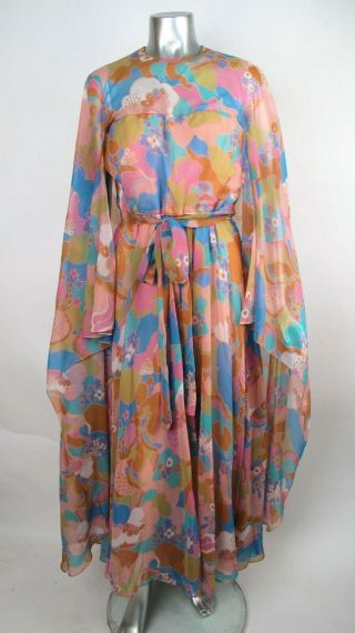 60s Vintage 100 Auth Elinor Simmons For Malcolm Starr Pastel Floral Dress 16