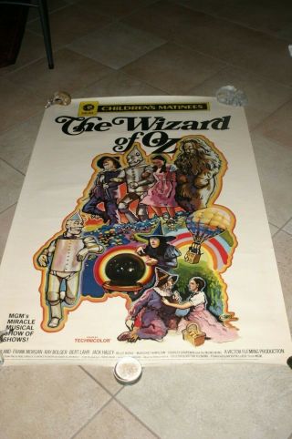 Very Rare The Wizard Of Oz Movie Poster R - 1970 - Judy Garland - 60 