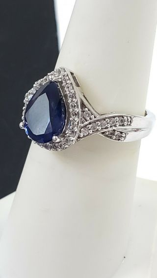 Vintage Sterling Silver 925 Blue White Sapphires Ring Sz 7 (4.  5 G)