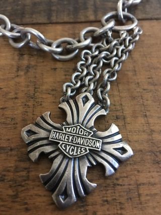 Rare Harley Davidson Heavy Necklace Sterling Silver Celtic Cross 110gm 2