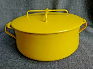 Vintage Dansk Ihq France Kobenstyle Yellow Enamel 3 Qt Casserole Dutch Oven Pot