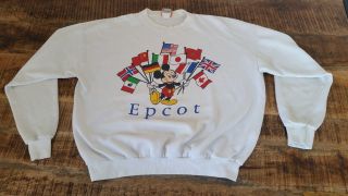 Vintage 80s Cotton Blend Disney Designs Epcot Mickey Mouse Sweatshirt Sz - Xxl Usa