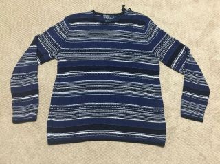 Vtg Polo Ralph Lauren Aztec Indian Sweater Shirt Silk Linen Southwestern Large