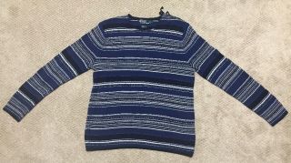 VTG POLO RALPH LAUREN Aztec Indian Sweater Shirt SILK Linen Southwestern Large 2