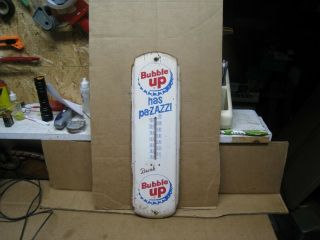Vintage Bubble Up " Has Pa - Zazz " Tin / Metal Advertising Thermometer -