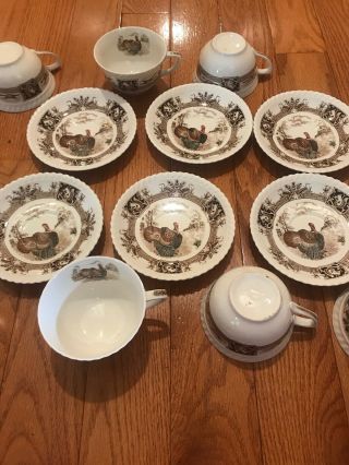 Johnson Brothers Barnyard King Turkey Set Of 6 Cups And Saucers Vintage