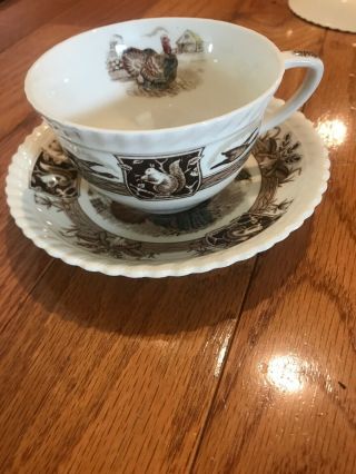 JOHNSON Brothers Barnyard King TURKEY Set Of 6 CUPS and SAUCERS Vintage 3