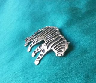 Fabulous vintage Mexican Sterling Silver tiger Pendant/ Brooch Pin 5
