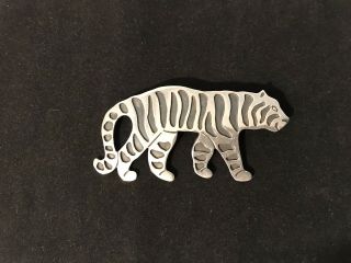 Fabulous vintage Mexican Sterling Silver tiger Pendant/ Brooch Pin 6