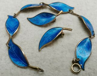 David Andersen Sterling Silver Blue Enamel Earrings Bracelet Set