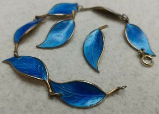 DAVID ANDERSEN STERLING SILVER BLUE ENAMEL EARRINGS BRACELET SET 4