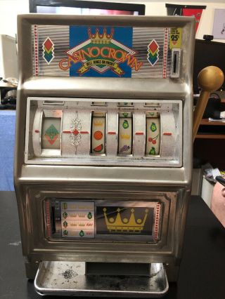 Vintage Casino Crown Slot Machine 25 Cent Coin Operated Great
