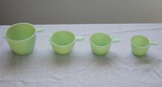 Vintage Jadeite Jeannette Set of 4 Measuring Cups 1/4 C - 1 Cup/ 8oz 2