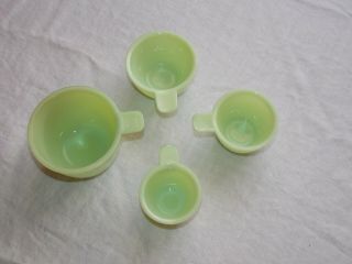 Vintage Jadeite Jeannette Set of 4 Measuring Cups 1/4 C - 1 Cup/ 8oz 4