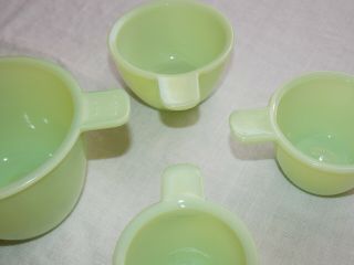 Vintage Jadeite Jeannette Set of 4 Measuring Cups 1/4 C - 1 Cup/ 8oz 5