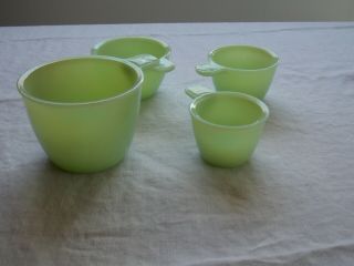 Vintage Jadeite Jeannette Set of 4 Measuring Cups 1/4 C - 1 Cup/ 8oz 6