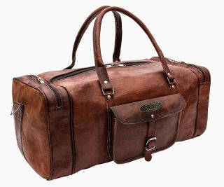 Men ' s Brown Vintage Travel Luggage Duffle Gym Bags Made Of Goat Leather 4