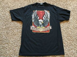 Vtg 1991 3d Emblem Harley Davidson Shirt Xl Sturgis Rally Black 90s Eagle Hog