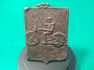 RARE VINTAGE Antique MOTORCYCLE Racing TROPHY,  HARLEY/ INDIAN / Owl Run / MVR 7