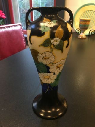 Vintage Gouda Type Schoonhoven Holland Dutch Art Pottery Vase Daisies Vguc