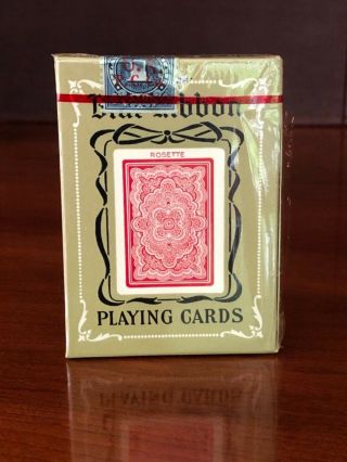 1 Deck Vintage Blue Ribbon Rosette Playing Cards W/tax Stamp