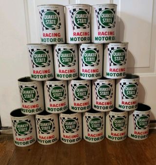 Vintage Quaker State Racing Motor Oil Cans.  18 Total