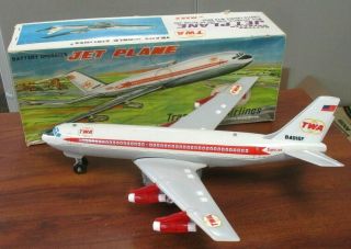 Vintage Marx Twa Airline Battery Operated Jet Plane Toy W/orig Box