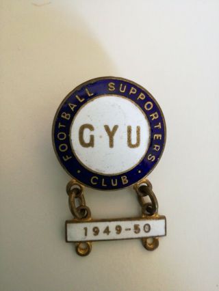 Vintage Enamel Gyu Football Supporters Badge.  Button Hole Attachment.  1949 - 50