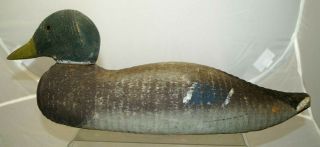 Antique Vintage 1930s 40s Early Victor Mallard Wood Carved Hunting Duck Decoy