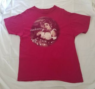 Vintage Madonna The Virgin World Tour 1985 T - Shirt Cool Rasberry Color