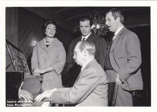 Maria Callas Franco Corelli Ettore Bastianini A.  Votto 1960 Milano Vintage Photo