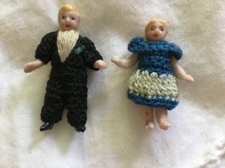 Antique Miniature,  Tiny,  Dollhouse Dolls,  All Bisque,  Crochet Outfits,  Jointed