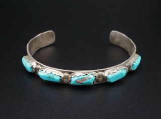 Vintage Zuni Wayne Cheama Sterling Silver Turquoise Cuff Bracelet 6.  5 " Bs1975