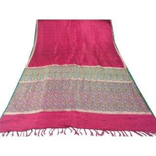 Sanskriti Vintage Pink Heavy Saree Pure Satin Silk Banarasi Brocade Fabric Sari 4