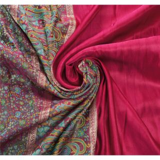 Sanskriti Vintage Pink Heavy Saree Pure Satin Silk Banarasi Brocade Fabric Sari 5