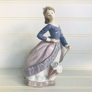 Vintage 1984 Retired Lladro Porcelain Figurine " Evita " Girl With Parasol 5212