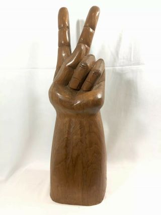 Vintage 21” Tall Wooden Carved Peace Sign