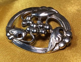 Vintage Antique Coro Sterling Silver Repousse Floral Brooch / Pin Fine Jewelry