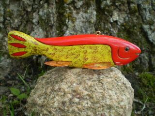 Jay McEvers Fish Decoy lure fishing spearing carved wood rod spear ice folk art 2