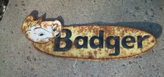 Vintage Badger Farm Equipment Seed Metal Advertising Signs - Large 27 "