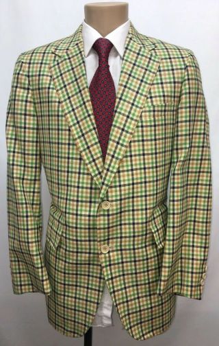Vtg Corbin Ltd Mens Plaid Suit Jacket Blazer Sports Coat Sz 39r 2btn Union Tag