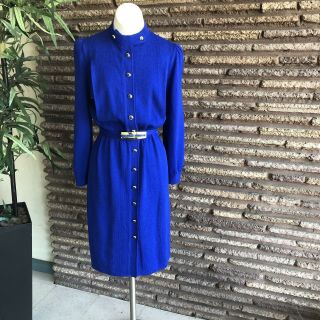St.  John By Marie Gray Vintage Cobalt Blue Santana Knit Dress Size 8