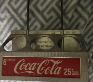 Vintage Aluminum Metal Coca - Cola,  Coke 6 - Pack Bottle Holder/Carrier Has Wear 2