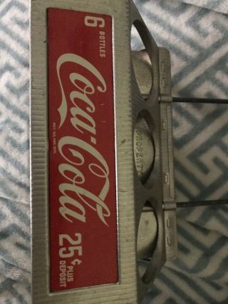 Vintage Aluminum Metal Coca - Cola,  Coke 6 - Pack Bottle Holder/Carrier Has Wear 4