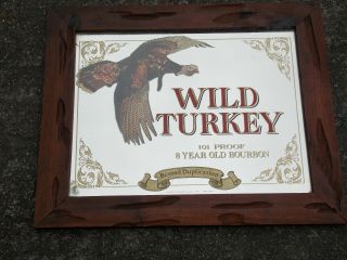Vintage Wild Turkey 101 Bar Pub Mirror Austin & Nichols 21.  5 X 17.  5 Framed