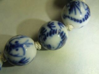 VTG Chinese Blue White Shrimp? Scorpion? Bead Silver Filigree Clasp Necklace 7