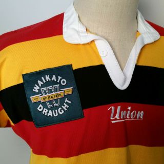 WAIKATO Zealand Vintage WRU Union Rugby Shirt Jersey Short Sleeve Stripe Med 2