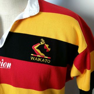 WAIKATO Zealand Vintage WRU Union Rugby Shirt Jersey Short Sleeve Stripe Med 3