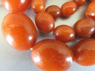 Unusual Antique Vintage Amber Bakelite Faturan Glitter Beads Necklace 57gm